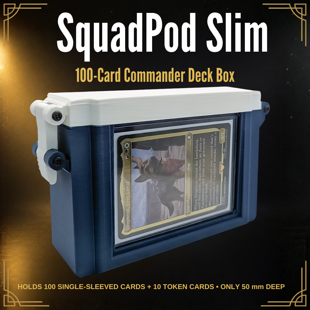 SquadPod Slim Commander Deck Box with Display Window – 100 Single-Sleeved Cards + 10 Tokens