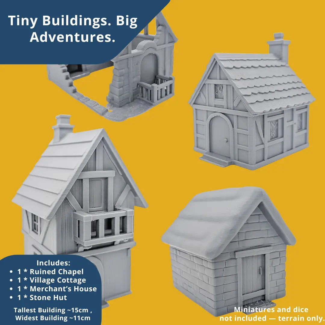 28mm Fantasy Village Buildings | DND RPG Scatter Terrain for Wargames - Blubber Cove