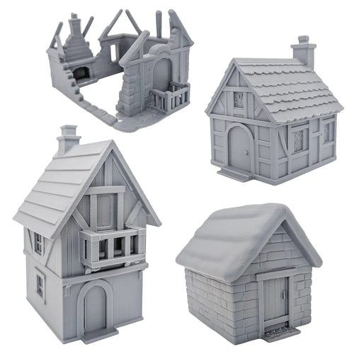 28mm Fantasy Village Buildings | DND RPG Scatter Terrain for Wargames - Blubber Cove