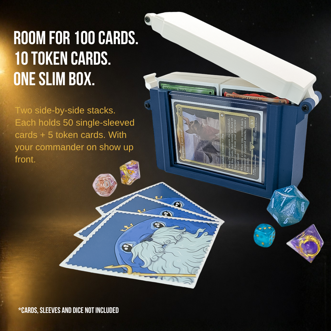 SquadPod Slim Commander Deck Box with Display Window – 100 Single-Sleeved Cards + 10 Tokens