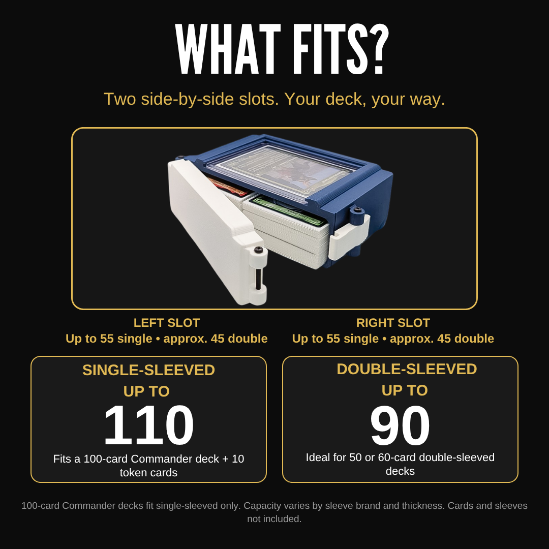SquadPod Slim Commander Deck Box with Display Window – 100 Single-Sleeved Cards + 10 Tokens