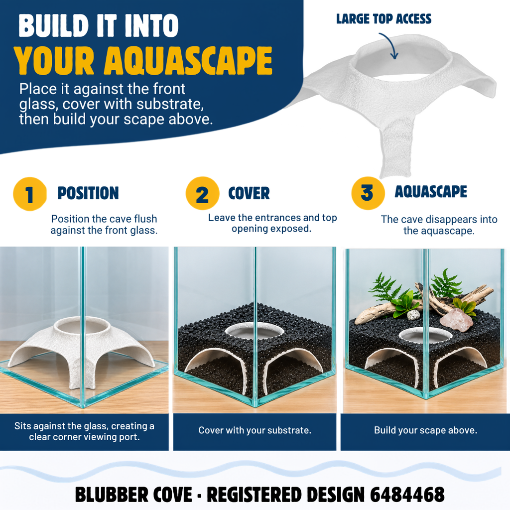 Blubber Cove Large Corner Aquarium Cave – Wide Entrance Pleco & Cichlid Hide