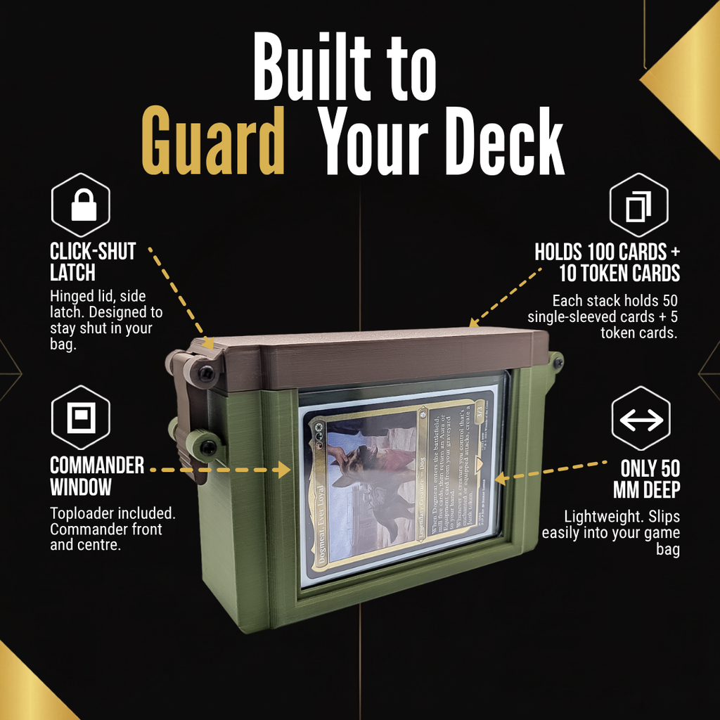 SquadPod Slim Commander Deck Box with Display Window – 100 Single-Sleeved Cards + 10 Tokens