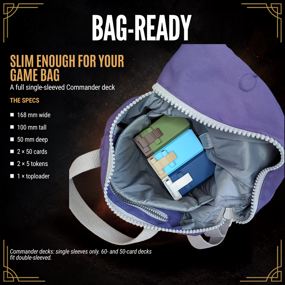 SquadPod Slim Commander Deck Box with Display Window – 100 Single-Sleeved Cards + 10 Tokens