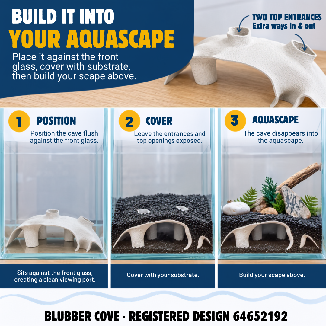 Blubber Cove Large Aquarium Cave – Realistic Pillared Hide for Shrimp & Bottom Dwellers