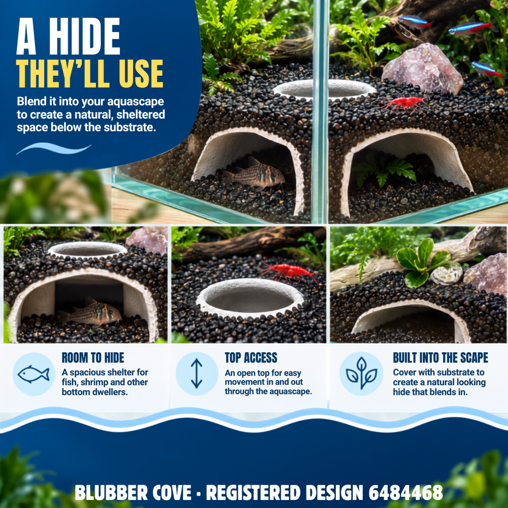 Blubber Cove Large Corner Aquarium Cave – Wide Entrance Pleco & Cichlid Hide