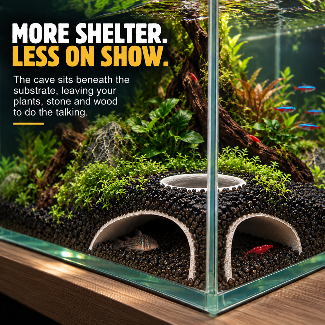 Blubber Cove Large Corner Aquarium Cave – Wide Entrance Pleco & Cichlid Hide
