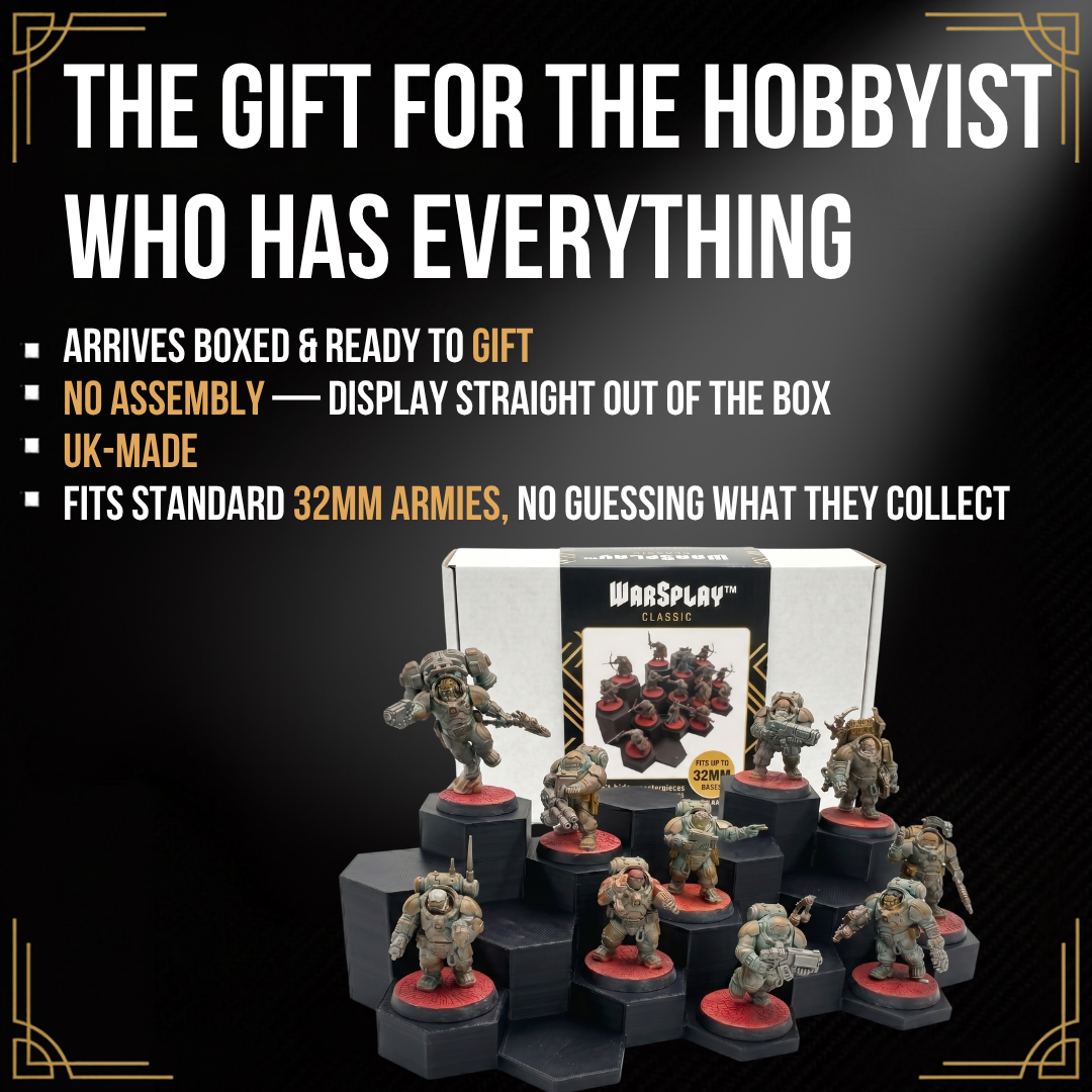Miniature Display Stand for 28–32mm Infantry & Squads | WarSplay Classic 17-Slot Modular 5-Tier Army Riser