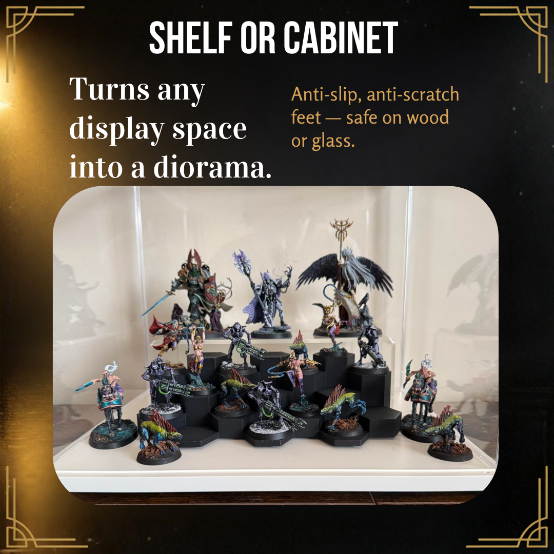 Miniature Display Stand for 28–32mm Infantry & Squads | WarSplay Classic 17-Slot Modular 5-Tier Army Riser