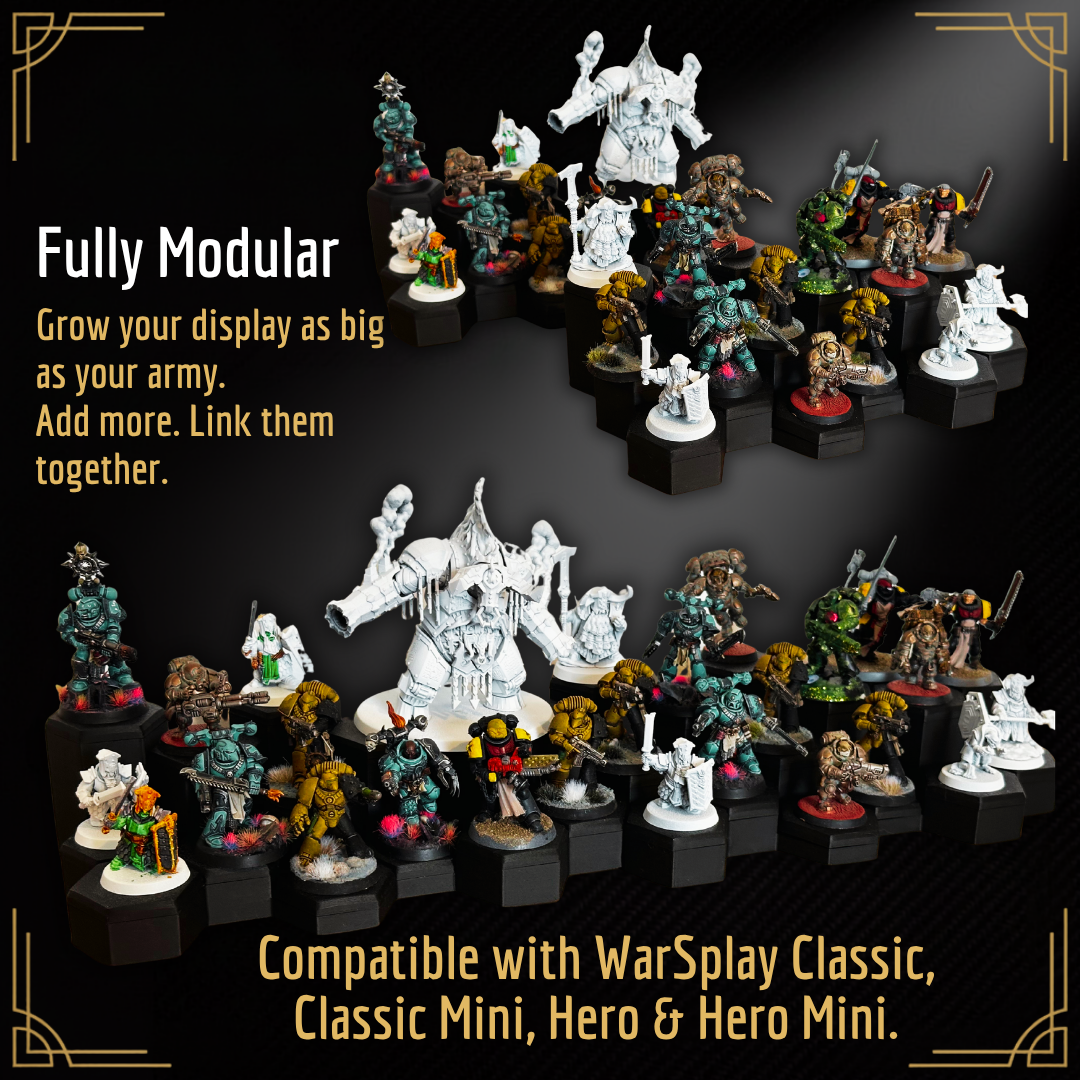 Miniature Display Stand for 28–32mm Infantry & Squads | WarSplay Classic 17-Slot Modular 5-Tier Army Riser