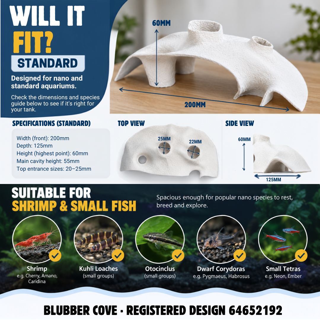 Blubber Cove Large Aquarium Cave – Realistic Pillared Hide for Shrimp & Bottom Dwellers