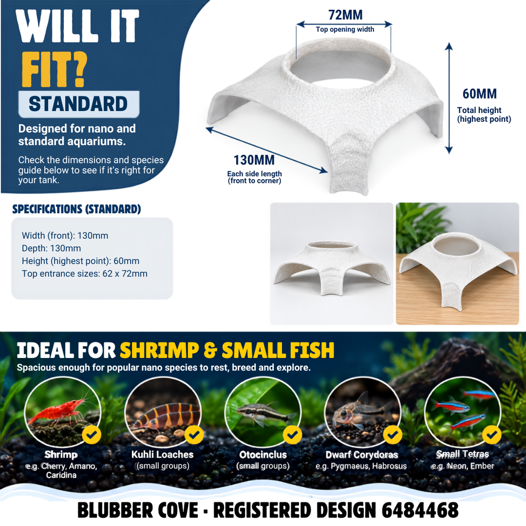 Blubber Cove Large Corner Aquarium Cave – Wide Entrance Pleco & Cichlid Hide