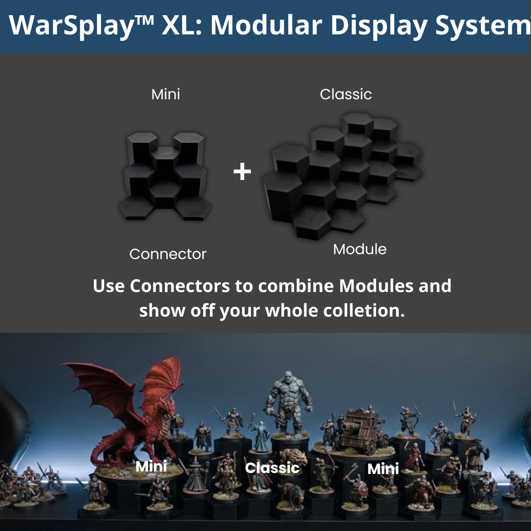 UK-made WarSplay XL modular display stand with anti-glare matte finish