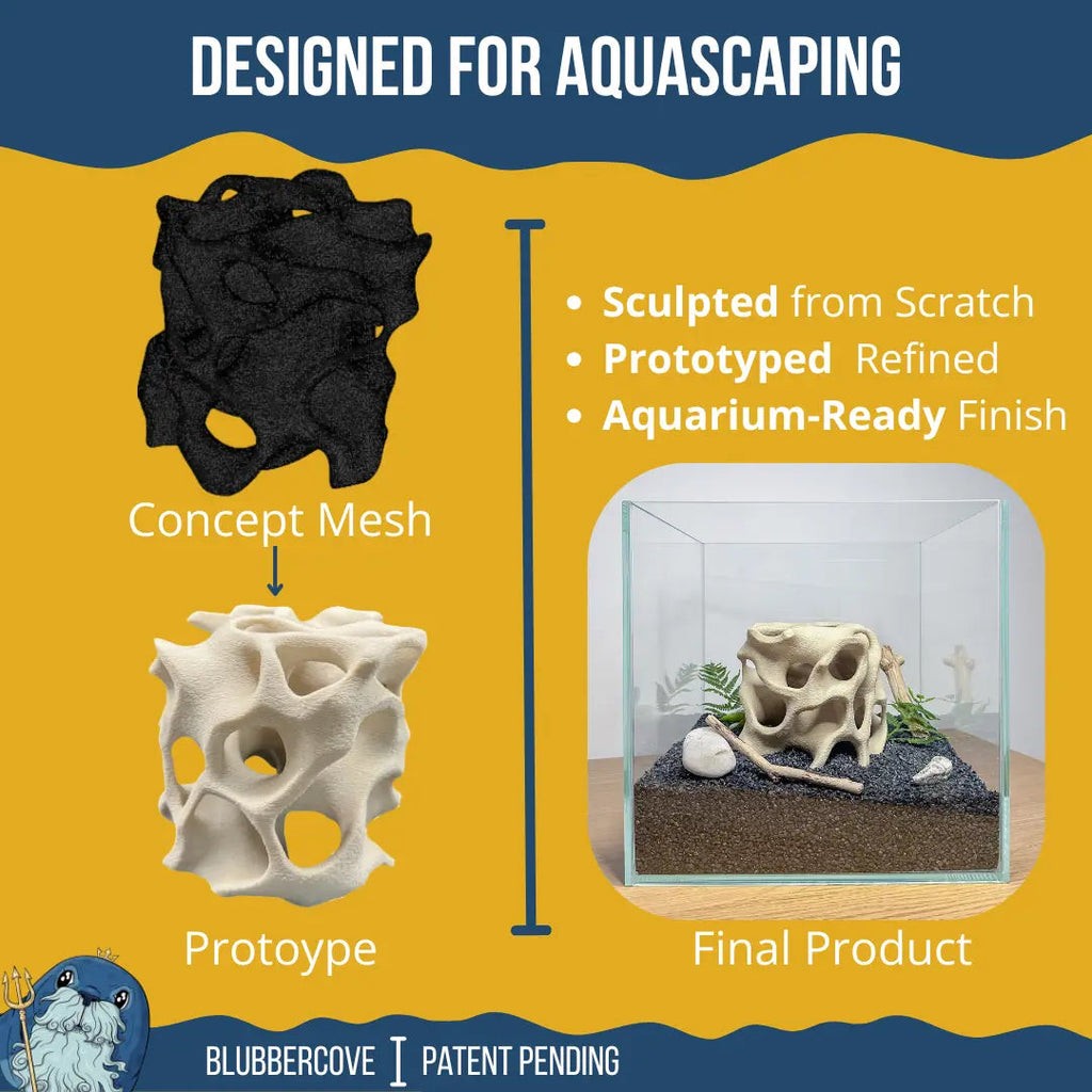 Aquarium Cave for Fish, Shrimp & Plecos – Coral - Style Shelter with 3 Hides for Corydoras, Guppies & Bottom Dwellers - Blubber Cove