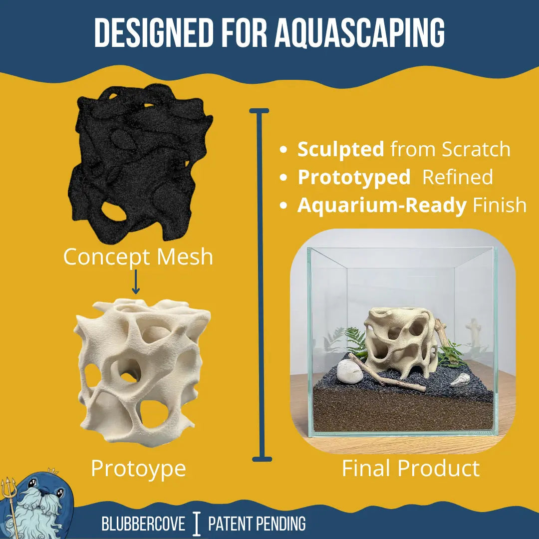 Aquarium Cave for Fish, Shrimp & Plecos – Coral - Style Shelter with 3 Hides for Corydoras, Guppies & Bottom Dwellers - Blubber Cove