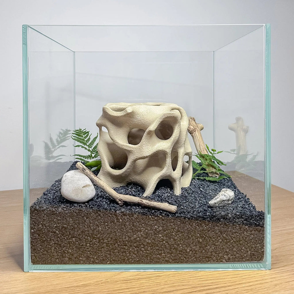 Aquarium Cave for Fish, Shrimp & Plecos – Coral - Style Shelter with 3 Hides for Corydoras, Guppies & Bottom Dwellers - Blubber Cove