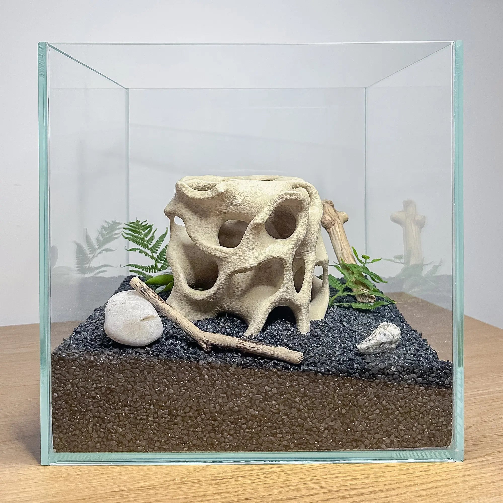 Aquarium Cave for Fish, Shrimp & Plecos – Coral - Style Shelter with 3 Hides for Corydoras, Guppies & Bottom Dwellers - Blubber Cove