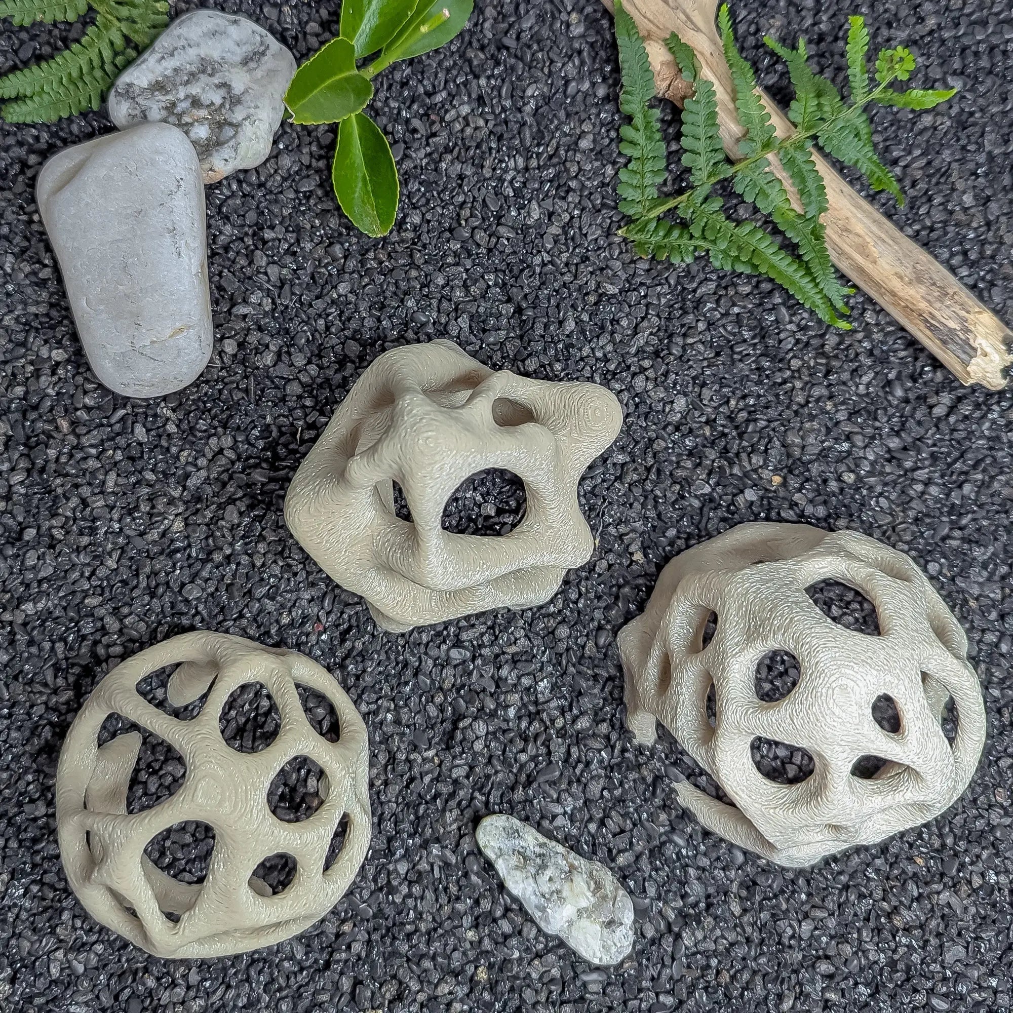 Aquarium Caves Set of 3 – Natural Aquascape Decor for Shrimp, Betta & Nano Fish - Blubber Cove