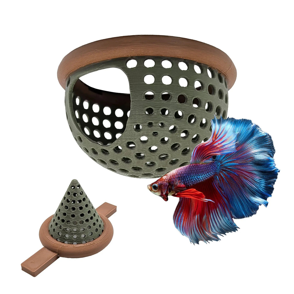 BettaPod Floating Betta Aquarium Hide Log with Feeder Insert - Blubber Cove