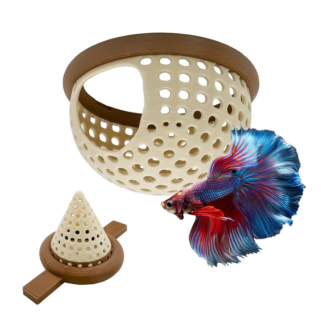BettaPod Floating Betta Aquarium Hide Log with Feeder Insert - Blubber Cove