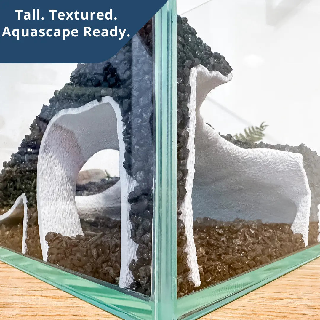 Corner Aquarium Cave Tunnel for Pleco & Shrimp – Large Entrance, Mangrove Style - Blubber Cove