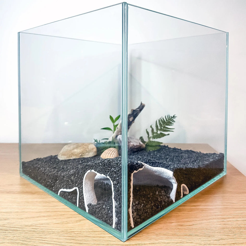 Corner Aquarium Cave Tunnel for Pleco & Shrimp – Large Entrance, Mangrove Style - Blubber Cove