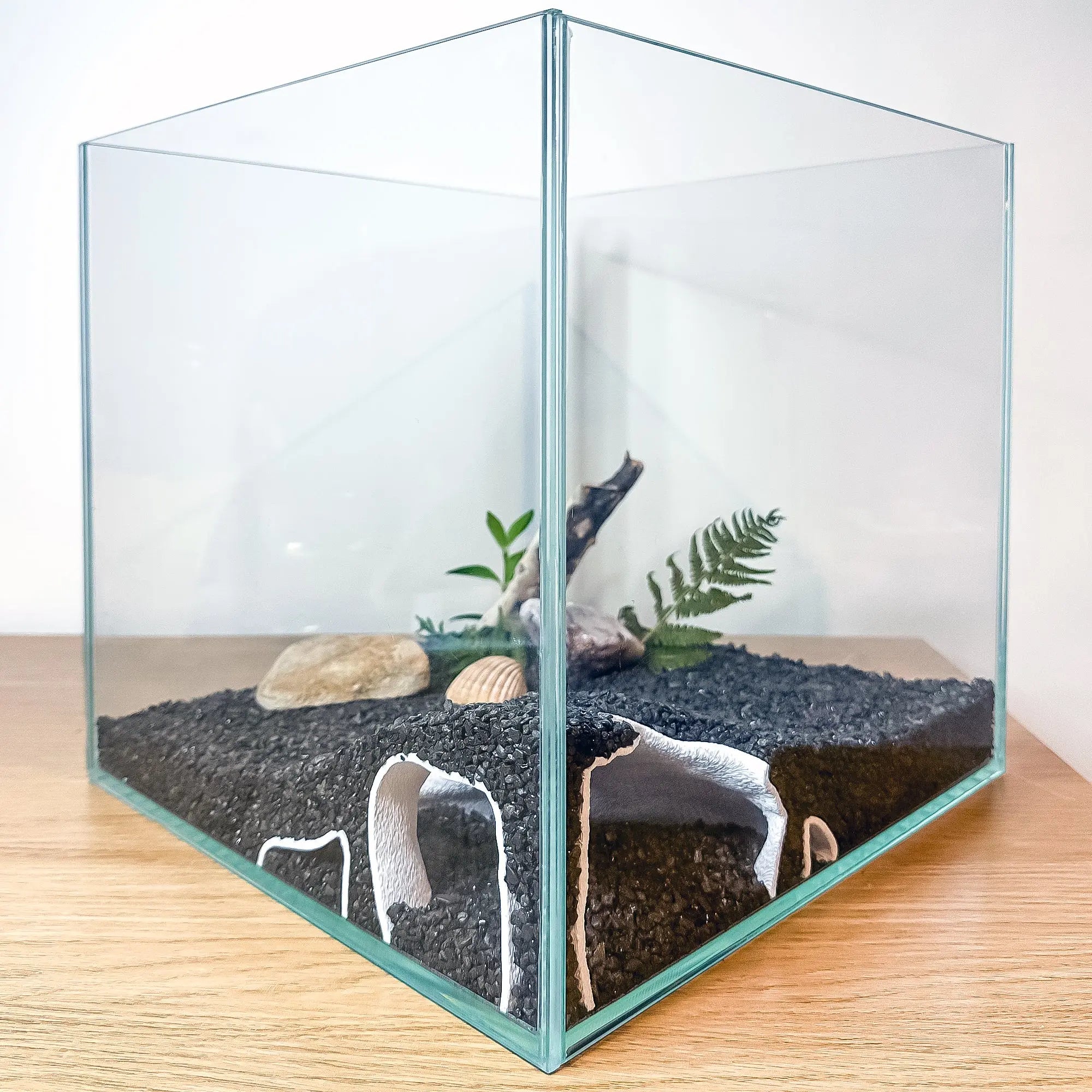 Corner Aquarium Cave Tunnel for Pleco & Shrimp – Large Entrance, Mangrove Style - Blubber Cove