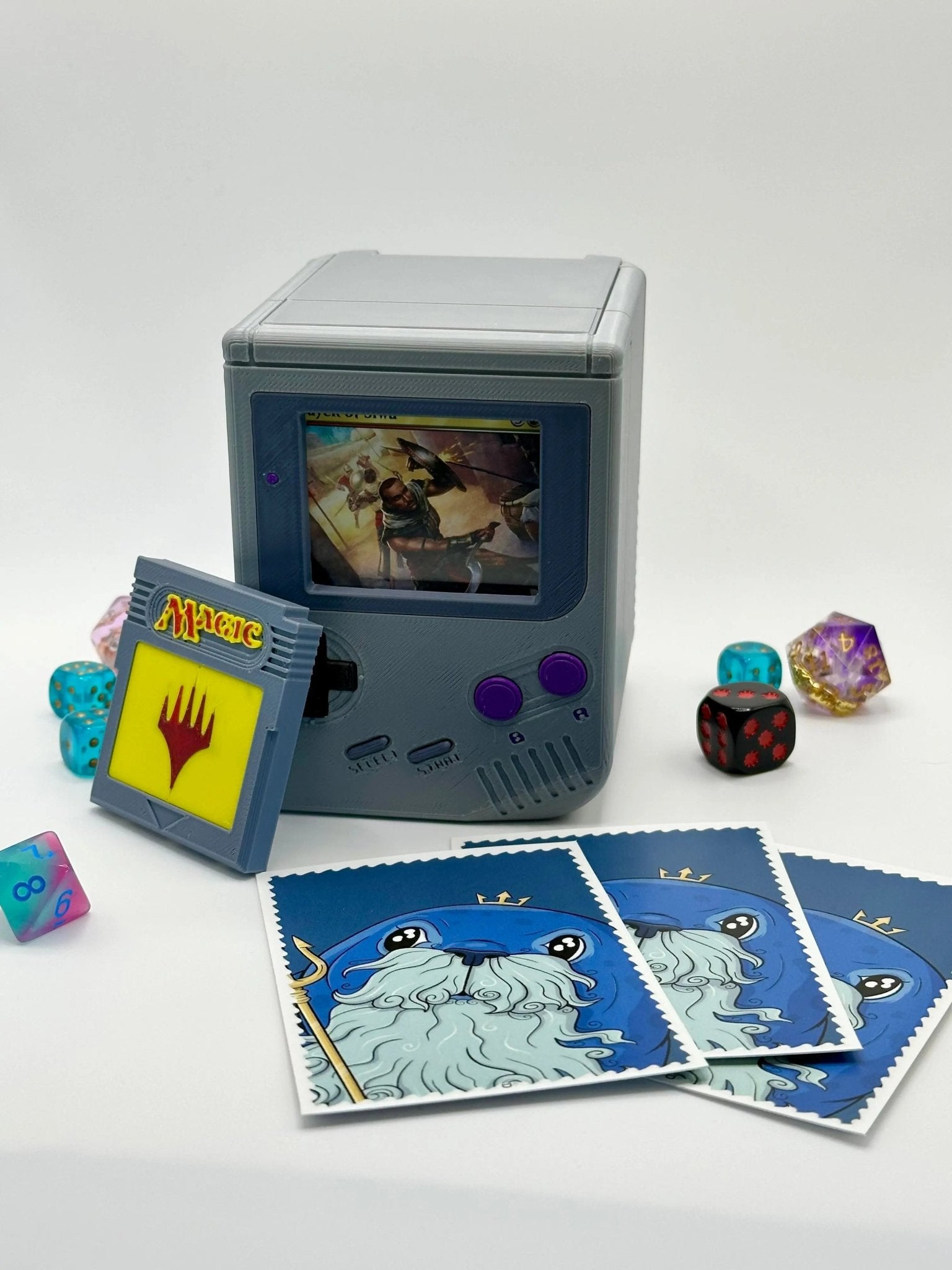 Gameboy Deck Box for MTG Commander | Retro TCG Case with Magnetic Lock | Holds 100+ Cards | EDH Yugioh Pokémon Gift - Blubber Cove