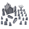 Graveyard Scatter Terrain for DND, RPG & Wargames – Mausoleum & Tombstones Kit - Blubber Cove