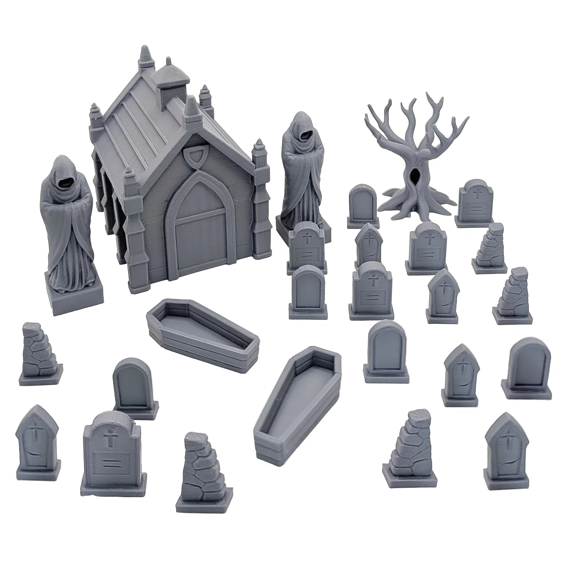 Graveyard Scatter Terrain for DND, RPG & Wargames – Mausoleum & Tombstones Kit - Blubber Cove