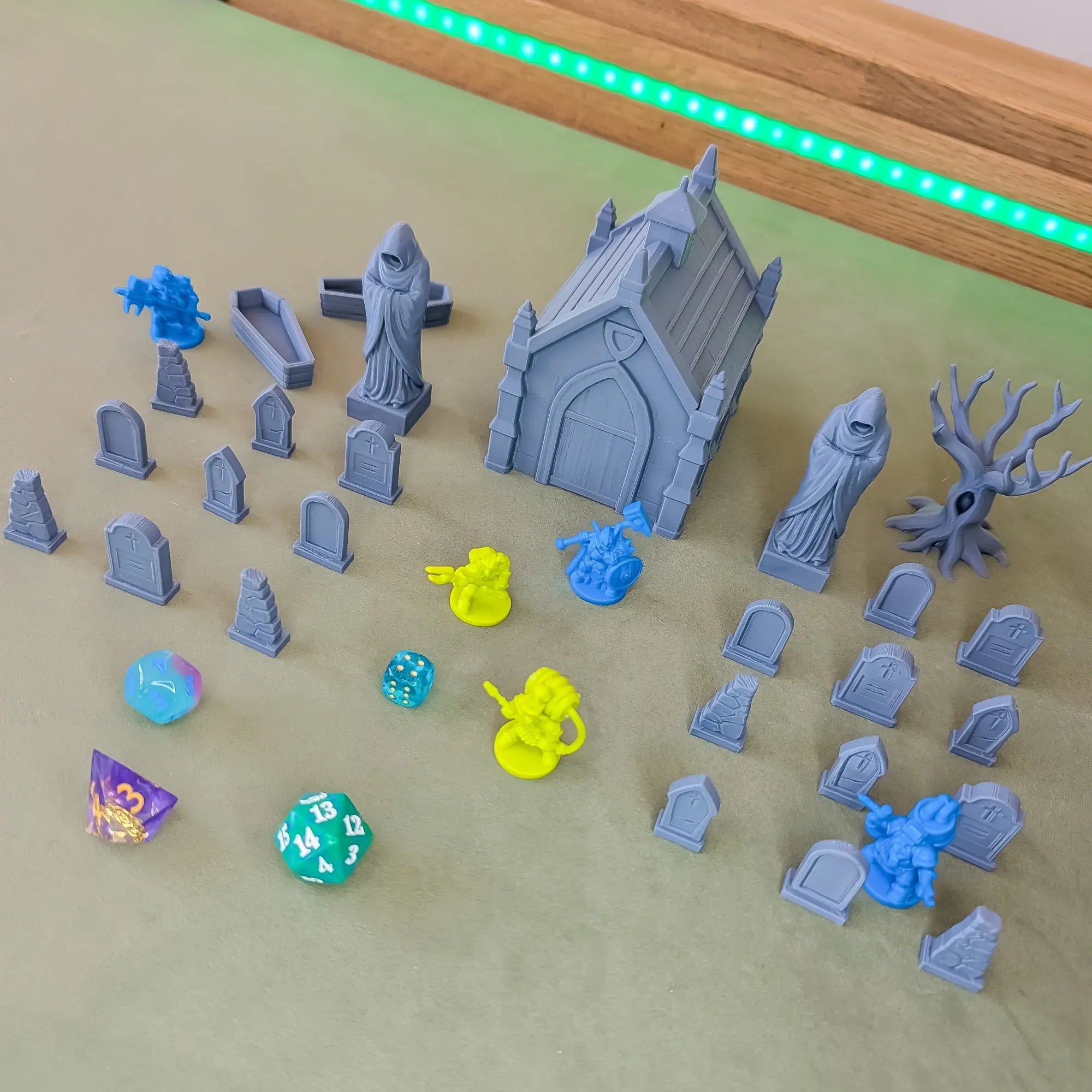 Graveyard Scatter Terrain for DND, RPG & Wargames – Mausoleum & Tombstones Kit - Blubber Cove