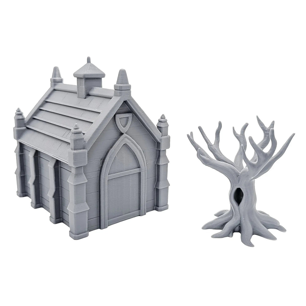 Graveyard Scatter Terrain for DND, RPG & Wargames – Mausoleum & Tombstones Kit - Blubber Cove