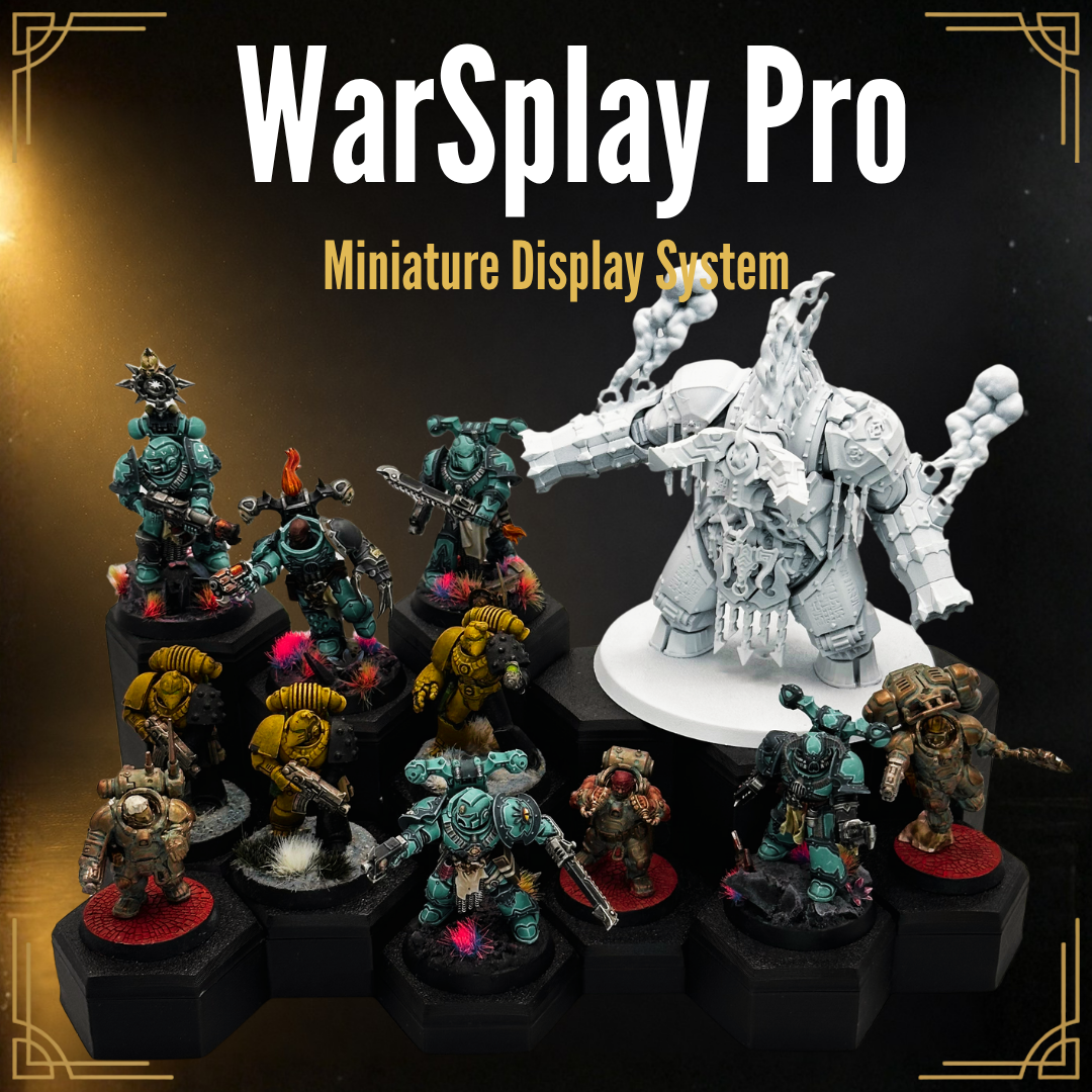 Miniature Display Stand for 40mm Models – Modular Magnetic Model Rack with Scenic Backdrop | WarSplay Pro