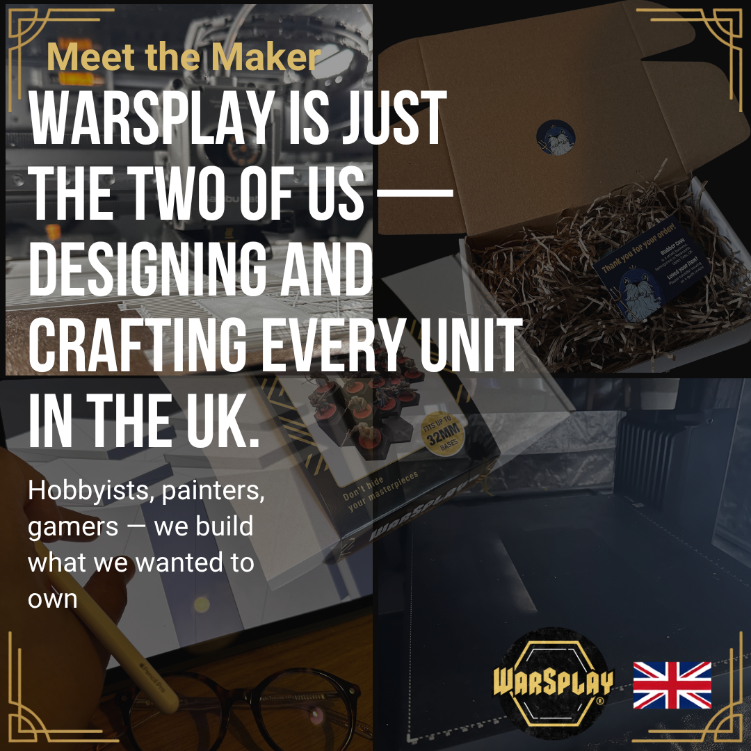 Miniature Display Stand for 40mm Models – Modular Magnetic Model Rack with Scenic Backdrop | WarSplay Pro