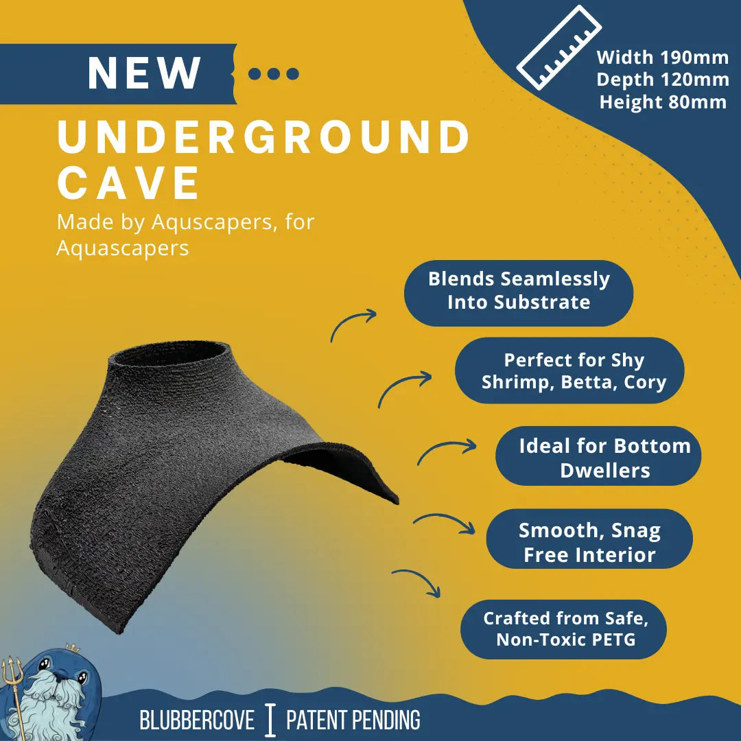Underground Aquarium Cave Tunnel Hide – Medium & Large Sizes | Natural Fish Tank & Reptile Hideout Decoration - Blubber Cove
