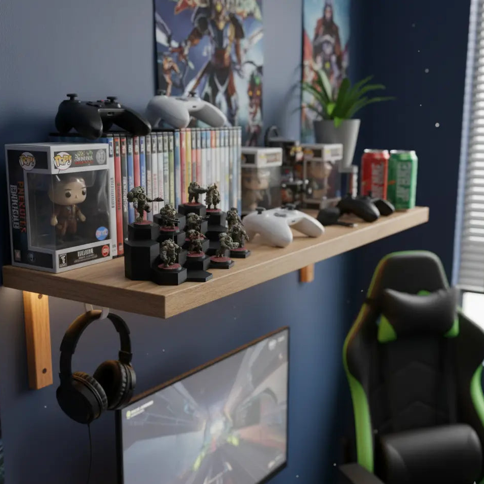 Modular WarSplay Classic display stand connecting into a larger painted-army display