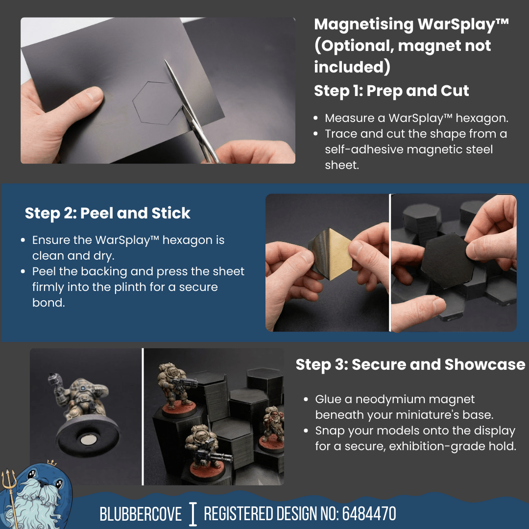 Magnet-ready WarSplay Classic miniature display stand for securely mounting 28-32mm models