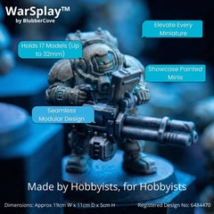 5-tier modular display riser for 28-32mm painted wargaming miniatures with anti-glare matte finish