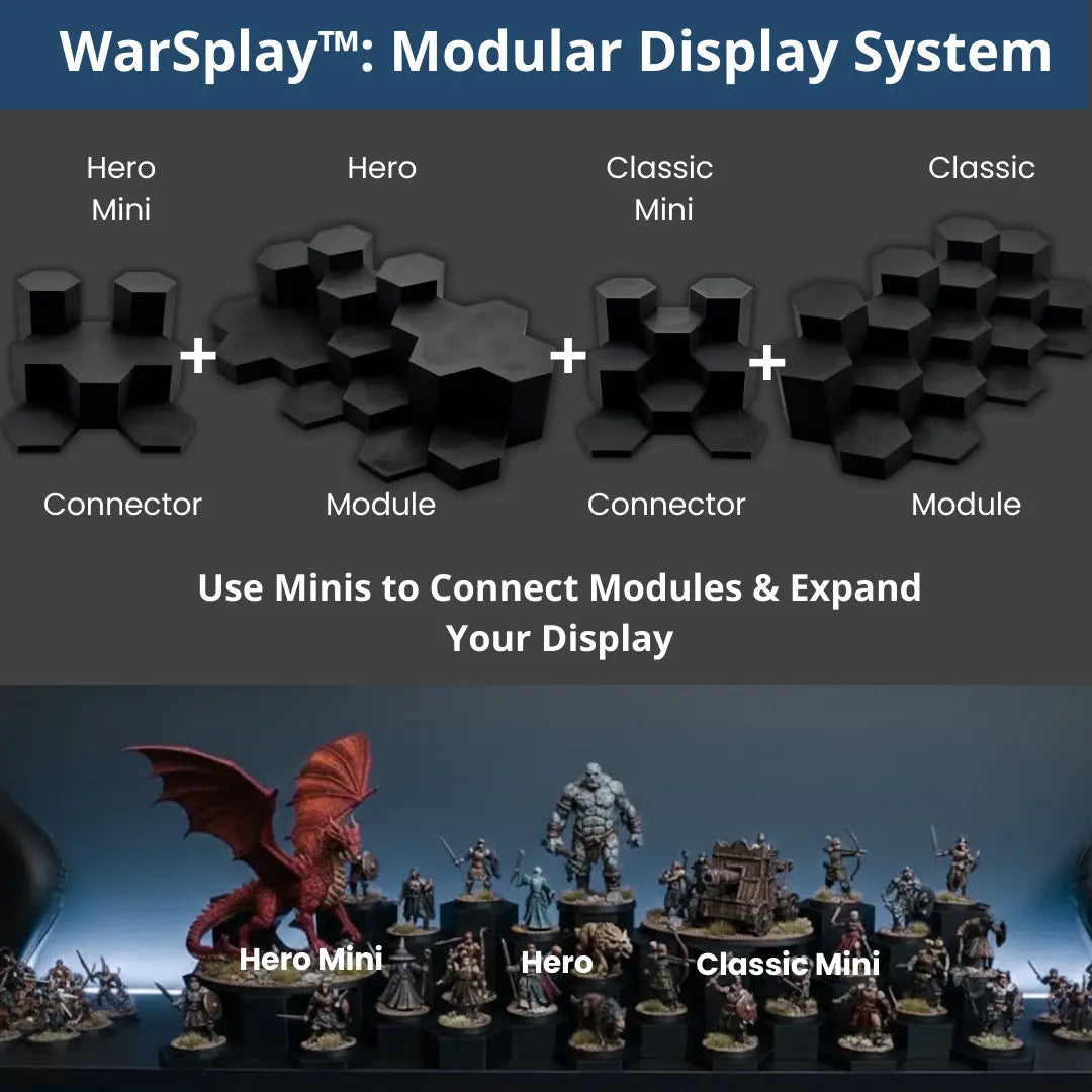 UK-made WarSplay Hero Mini display stand for 28-50mm round bases