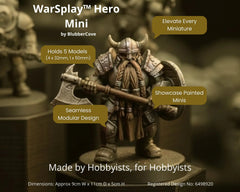 5-slot miniature display stand for 28-50mm tabletop wargaming characters