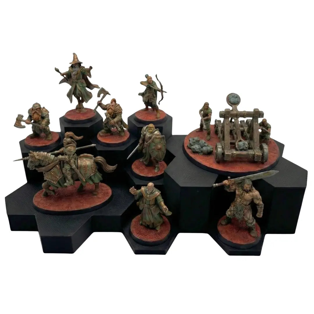 WarSplay Hero modular display stand with anti-glare matte finish for painted models