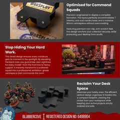 WarSplay Hero tiered display stand giving stadium visibility to large miniatures